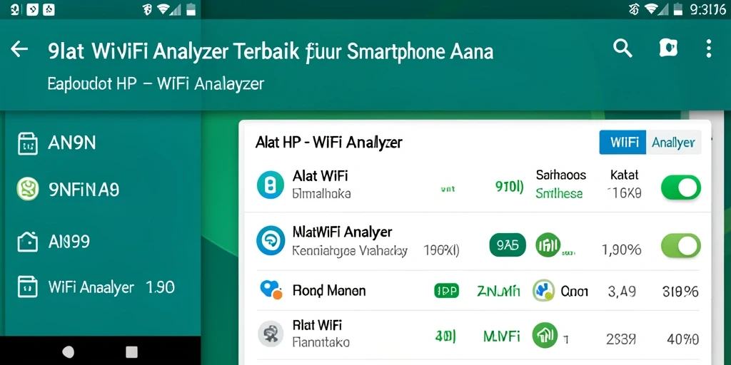 Antarmuka aplikasi 9N9N yang menunjukkan analisis jaringan WiFi.
