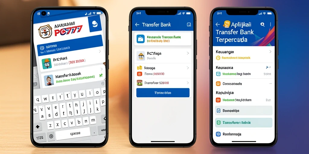Tampilan antarmuka PC777 untuk transfer bank yang sederhana dan intuitif.