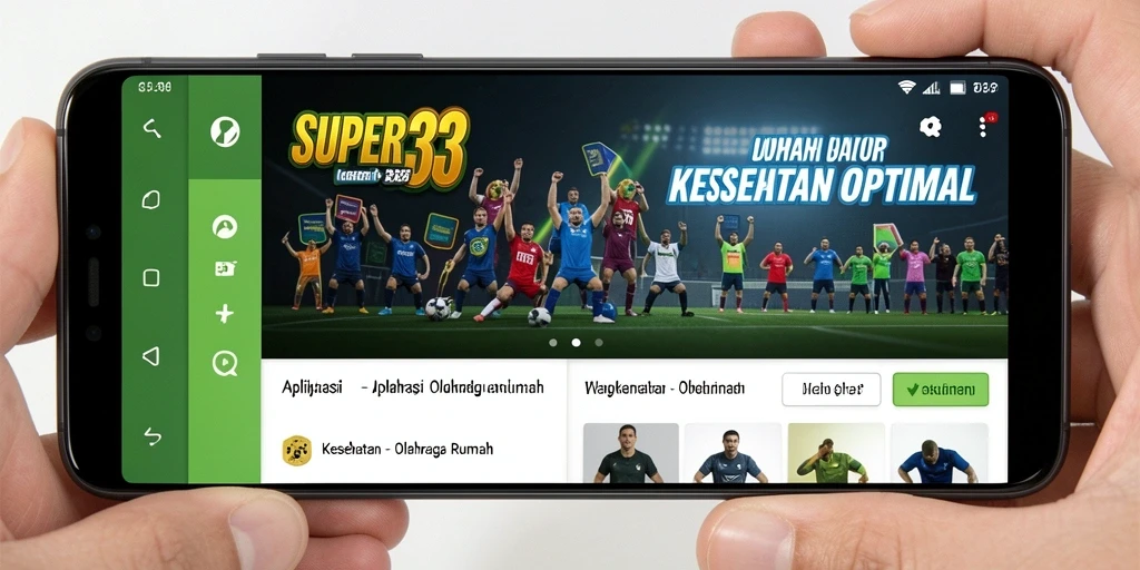 Antarmuka aplikasi SUPER33 yang user-friendly untuk olahraga rumah.